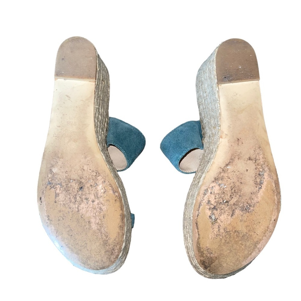 Elizabeth and James Blue Suede Wedge Espadrille Sandals Platform - Picture 8 of 9